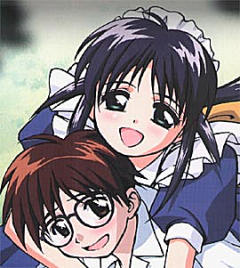 le jeune Suguru MISATO et sa gouvernante Mahoro de Mahoromatic