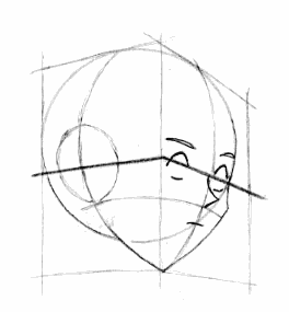 [ligne guide brisée des lunettes ]